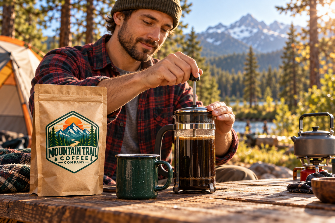 How to Make Great French Press Coffee at Your RV Campsite - Mountain Trail Coffee