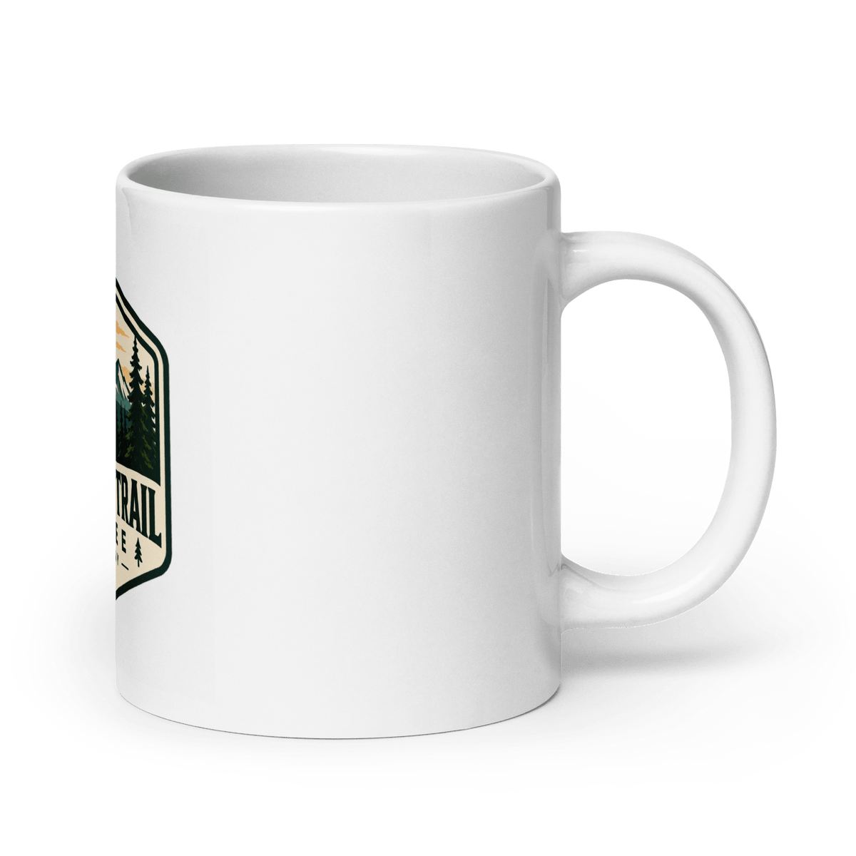 White glossy ceramic mug with vivid print, microwave and dishwasher safe